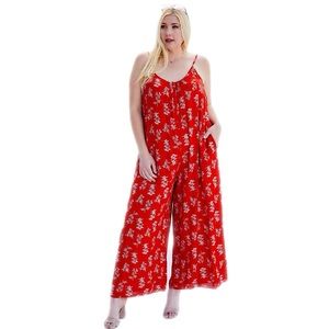 NWT Plus Size Boho Floral Wide Leg Jumpsuit